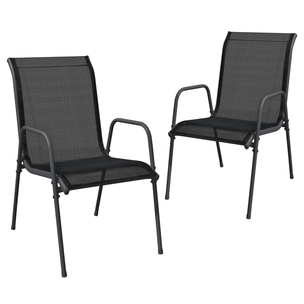 vidaXL Patio Chairs 2 pcs Steel and Textilene Black-0