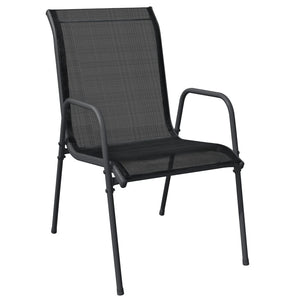 vidaXL Patio Chairs 2 pcs Steel and Textilene Black-12