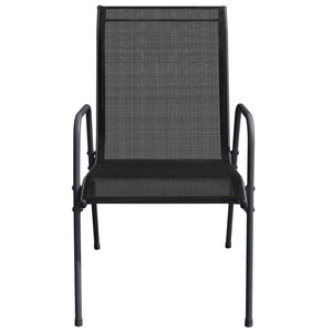 vidaXL Patio Chairs 2 pcs Steel and Textilene Black-15