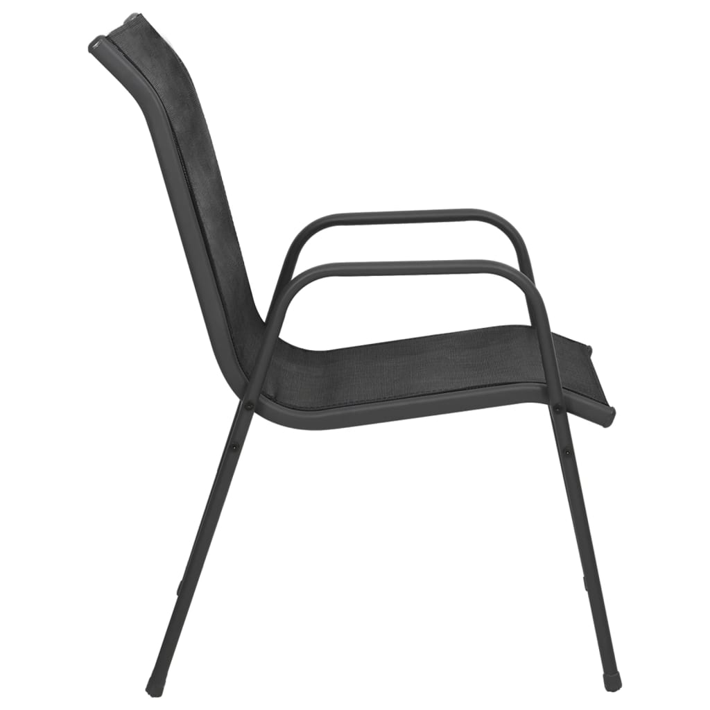 vidaXL Patio Chairs 2 pcs Steel and Textilene Black-17