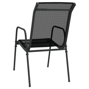 vidaXL Patio Chairs 2 pcs Steel and Textilene Black-19