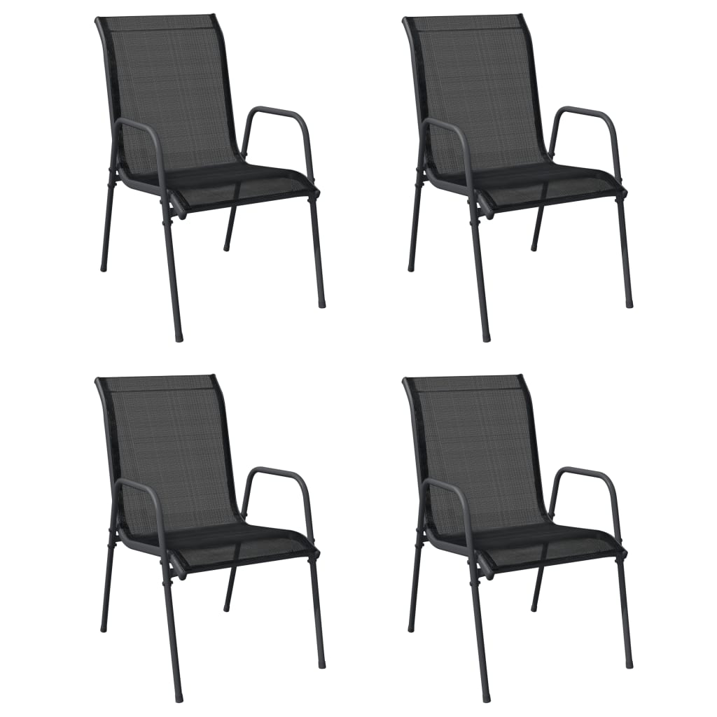 vidaXL Patio Chairs 2 pcs Steel and Textilene Black-23