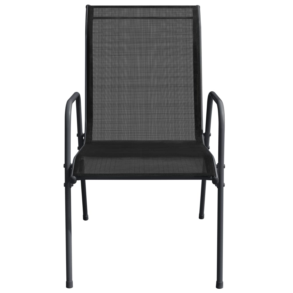 vidaXL Patio Chairs 2 pcs Steel and Textilene Black-10