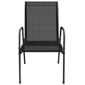 vidaXL Patio Chairs 2 pcs Steel and Textilene Black-10