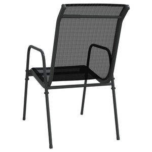 vidaXL Patio Chairs 2 pcs Steel and Textilene Black-16