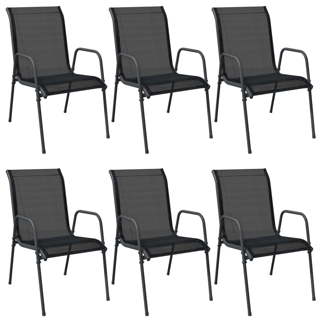 vidaXL Patio Chairs 2 pcs Steel and Textilene Black-20