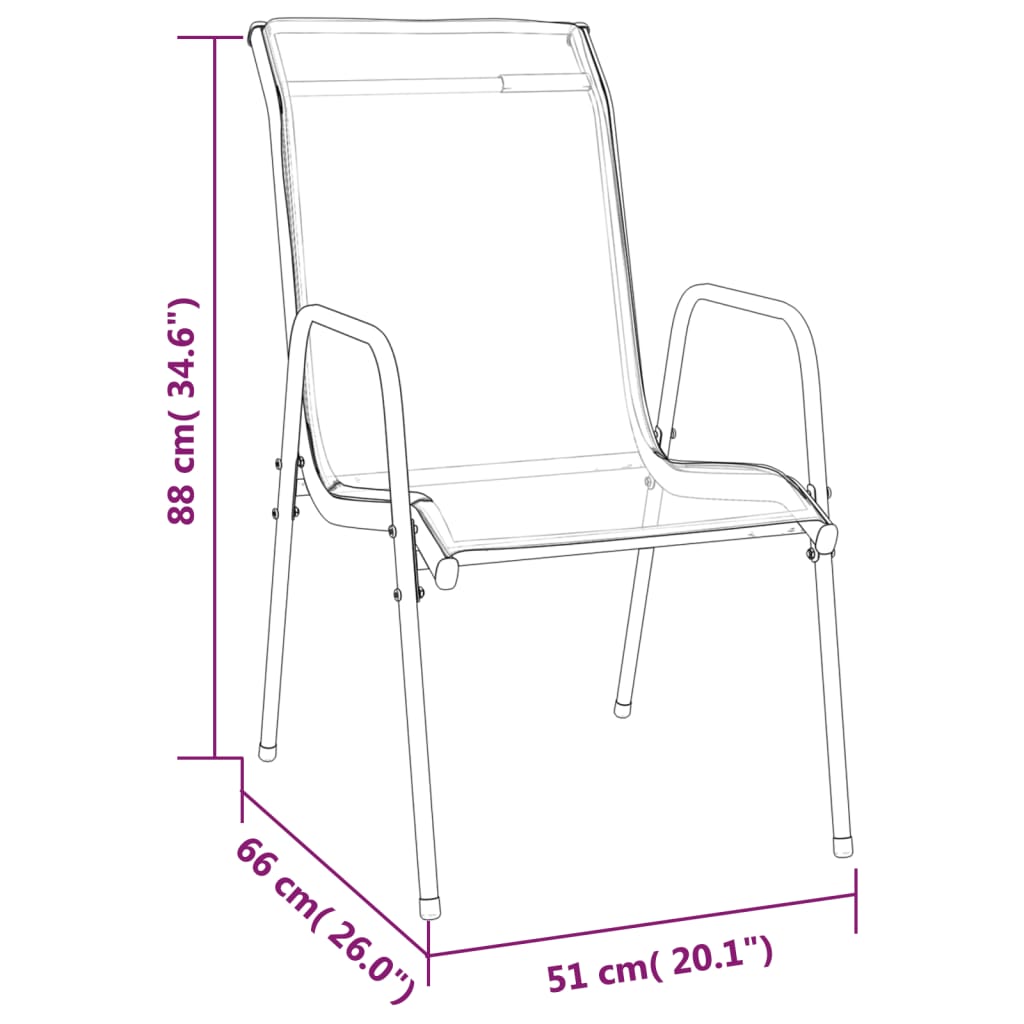 vidaXL Patio Chairs 2 pcs Steel and Textilene Black-24