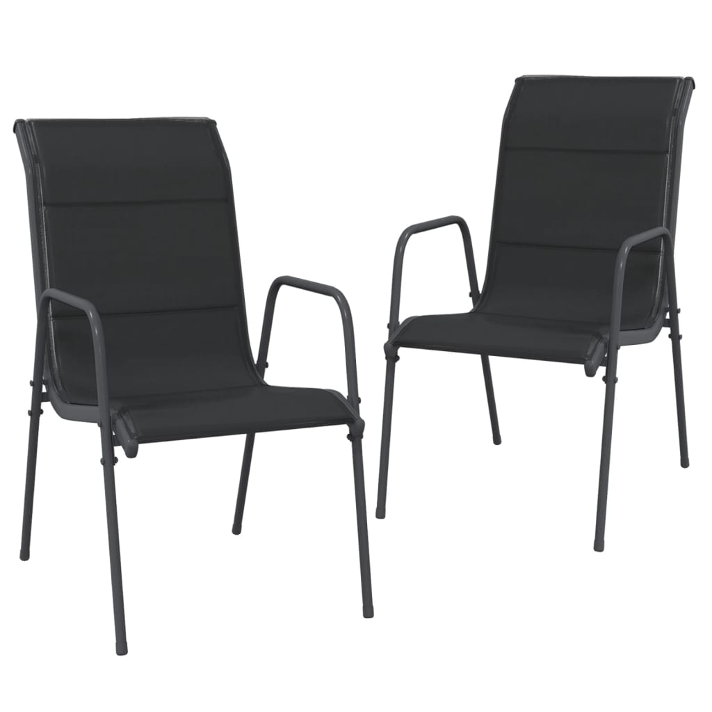 vidaXL Patio Chairs Outdoor Stack Chair for Patio Steel and Textilene Black-1