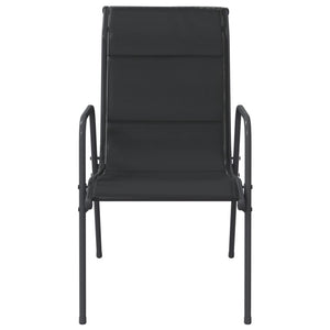 vidaXL Patio Chairs Outdoor Stack Chair for Patio Steel and Textilene Black-15