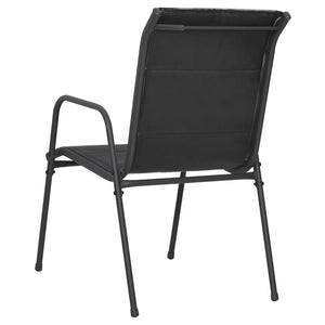 vidaXL Patio Chairs Outdoor Stack Chair for Patio Steel and Textilene Black-19