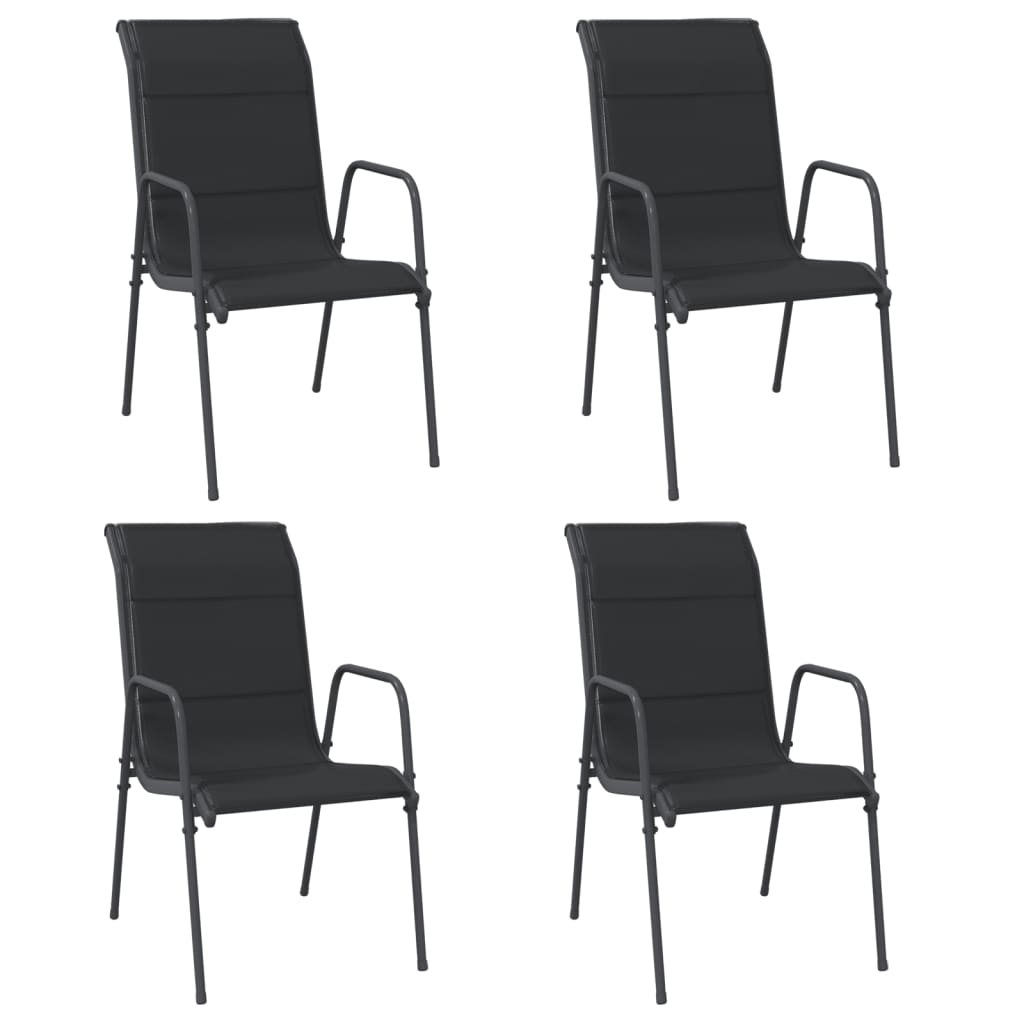 vidaXL Patio Chairs Outdoor Stack Chair for Patio Steel and Textilene Black-23