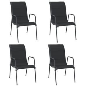 vidaXL Patio Chairs Outdoor Stack Chair for Patio Steel and Textilene Black-23