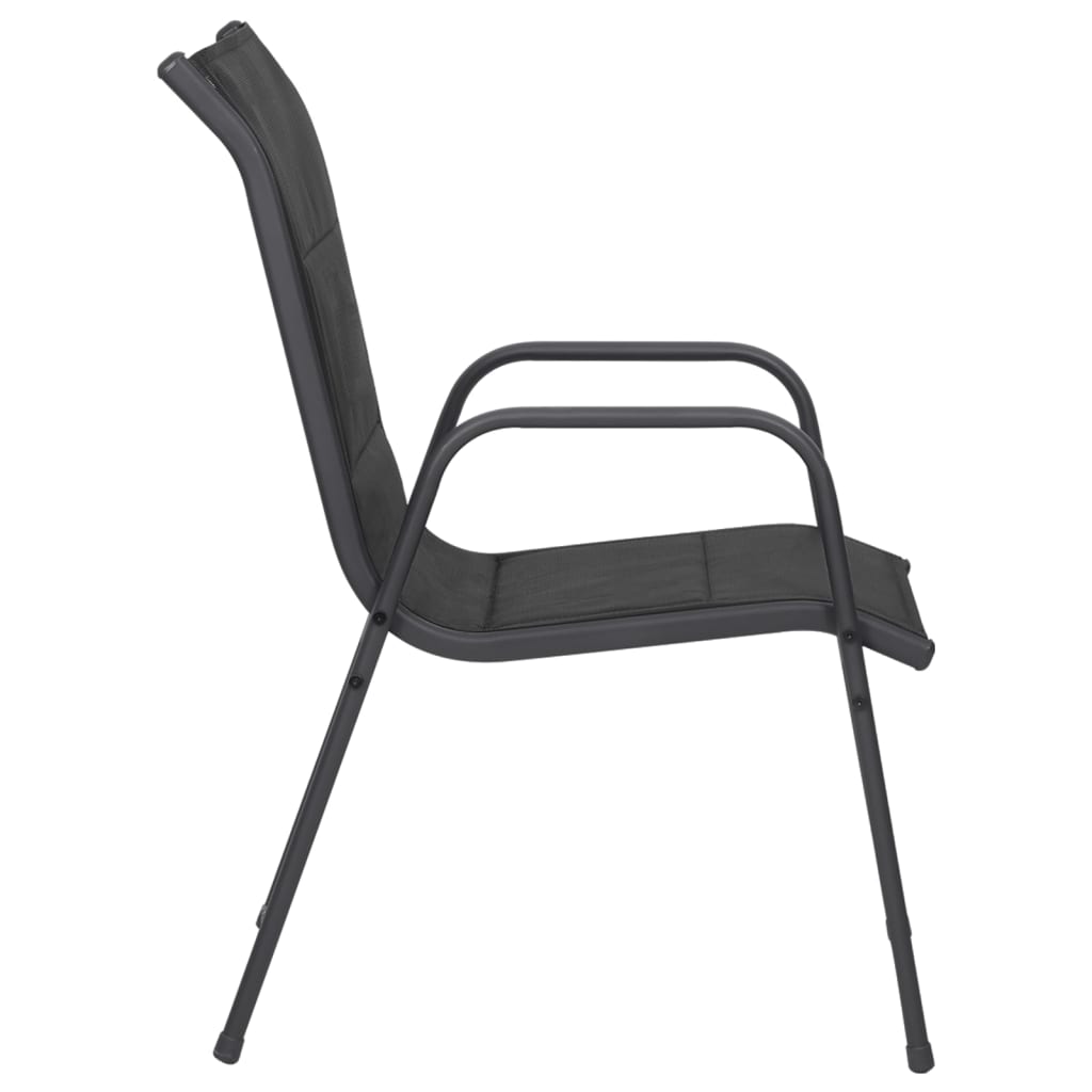 vidaXL Patio Chairs Outdoor Stack Chair for Patio Steel and Textilene Black-6