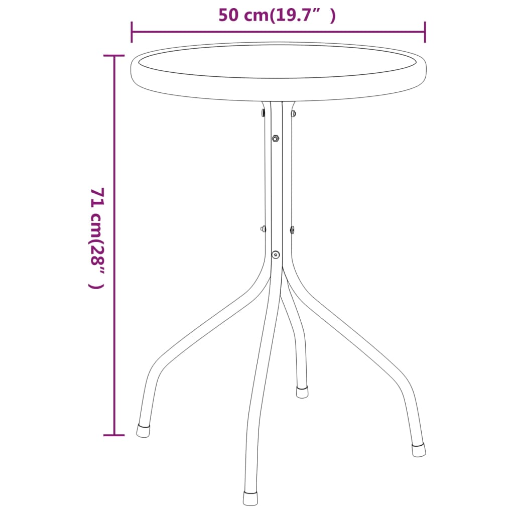 vidaXL Patio Table Ø19.7"x28" Steel Anthracite-3