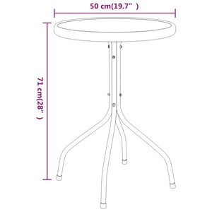 vidaXL Patio Table Ø19.7"x28" Steel Anthracite-3