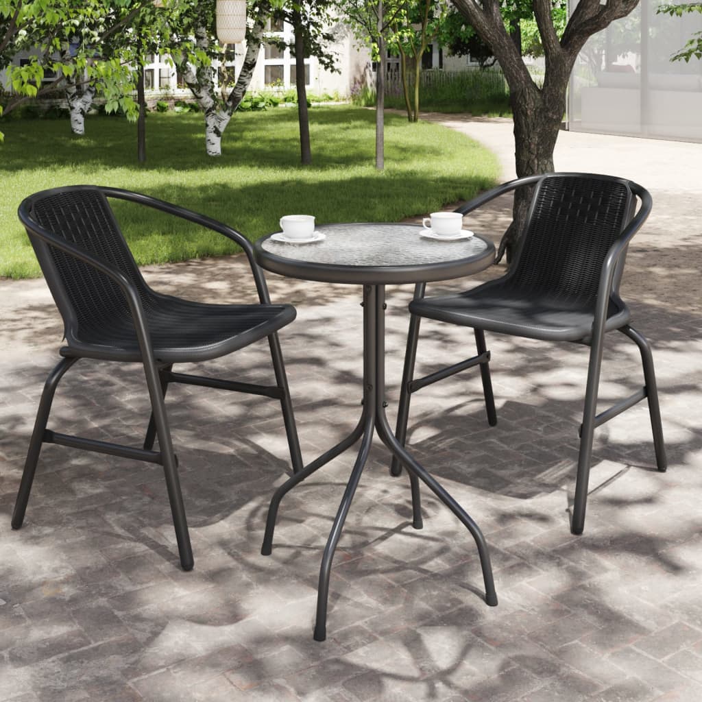 vidaXL Patio Table Ø19.7"x28" Steel Anthracite-0