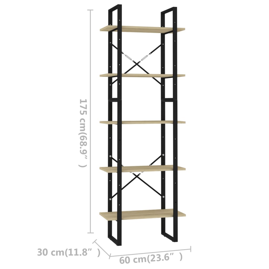 vidaXL Bookshelf Bookcase Book Rack Standing Shelf Cabinet Engineered Wood-70