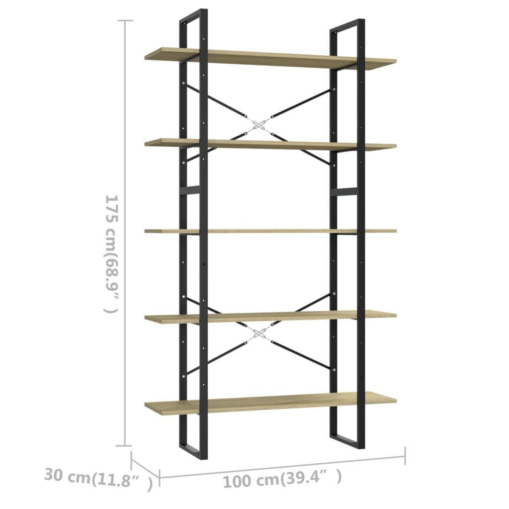 vidaXL Bookshelf Bookcase Book Rack Standing Shelf Cabinet Engineered Wood-46