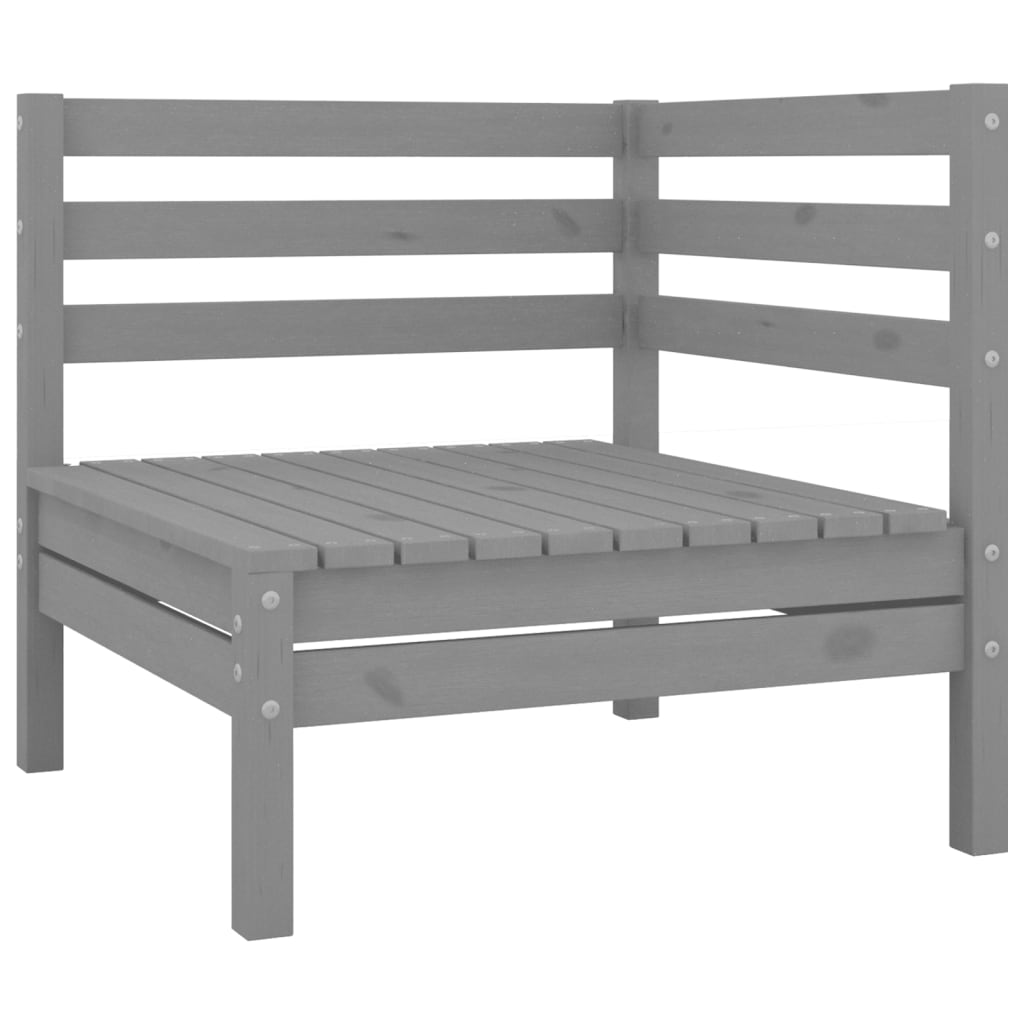 vidaXL Patio Corner Sofa Gray Solid Wood Pine-0