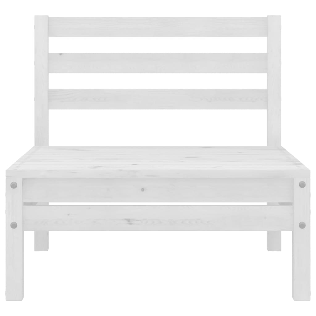 vidaXL Patio Middle Sofa White Solid Pinewood-4