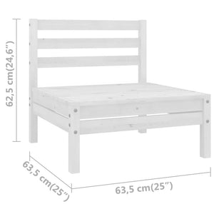 vidaXL Patio Middle Sofa White Solid Pinewood-3