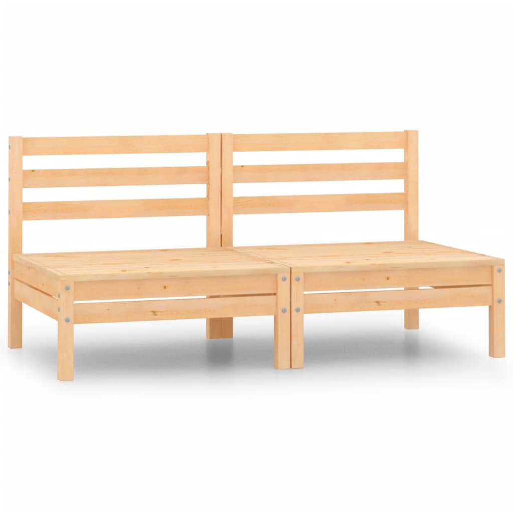 vidaXL Patio Middle Sofas 2 pcs Solid Wood Pine-0