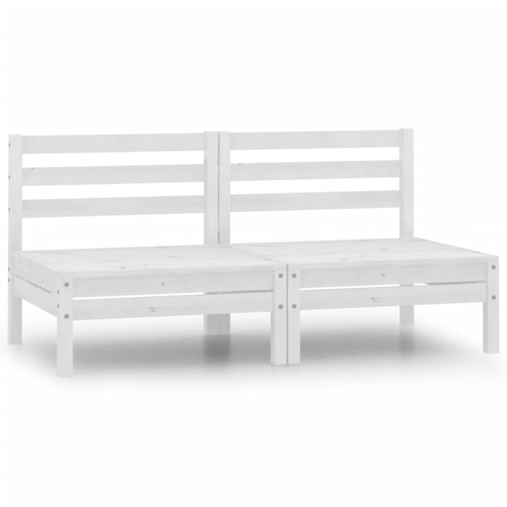 vidaXL Patio Middle Sofas 2 pcs White Solid Wood Pine-0