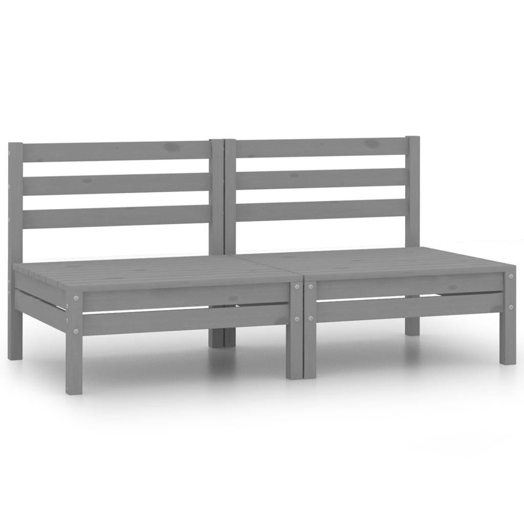 vidaXL Patio Middle Sofas 2 pcs Gray Solid Wood Pine-0