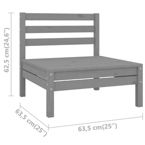 vidaXL Patio Middle Sofas 2 pcs Gray Solid Wood Pine-4