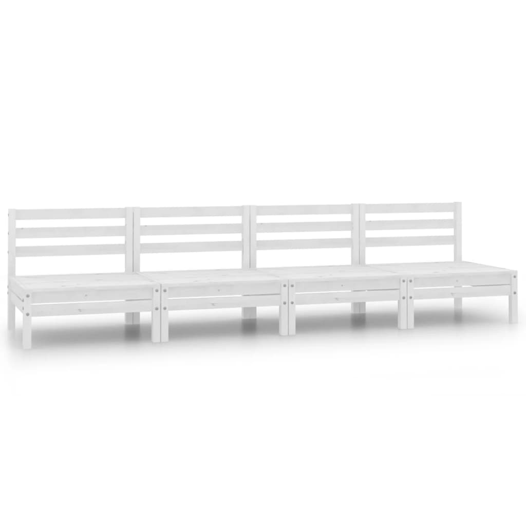 vidaXL Patio Middle Sofas 4 pcs White Solid Pinewood-0