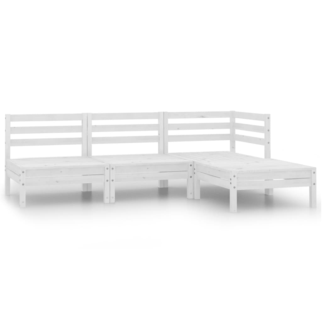 vidaXL 4 Piece Patio Lounge Set Solid Pinewood White-0