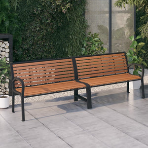 vidaXL Outdoor Patio Bench Garden Park Bench for Backyard Deck Steel and WPC-7