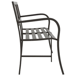 vidaXL Twin Patio Bench 96.9" Black Steel-3