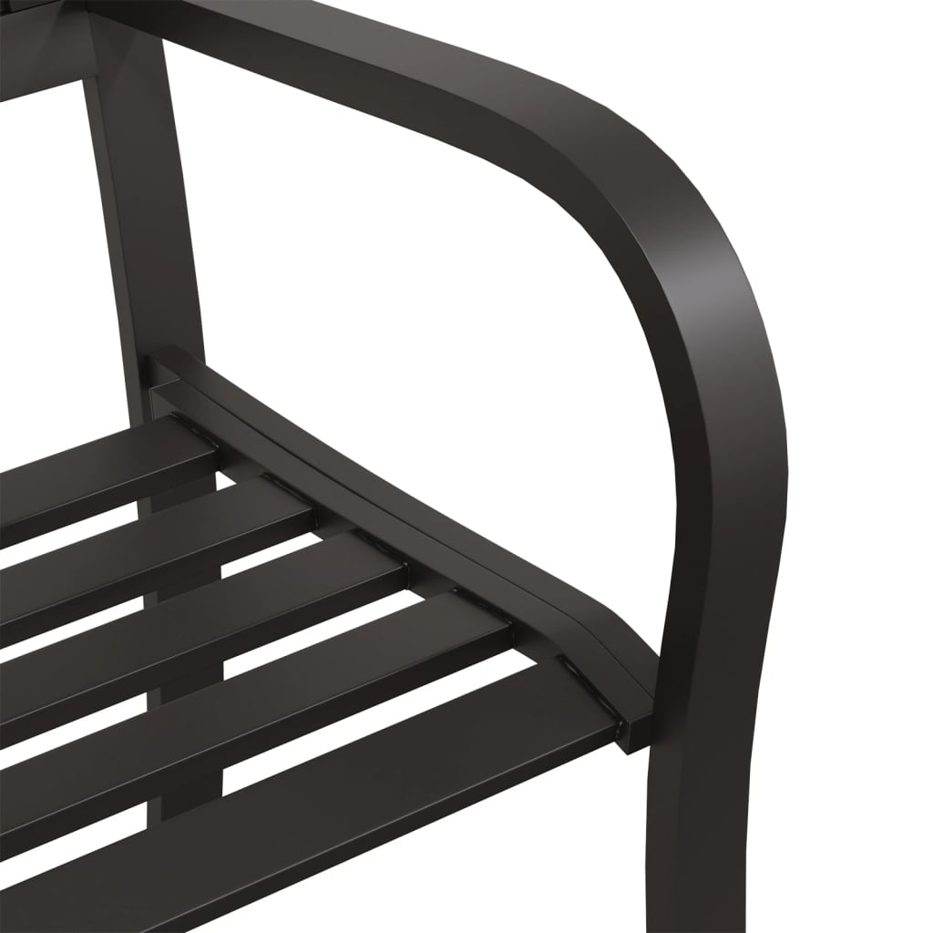 vidaXL Twin Patio Bench 96.9" Black Steel-5