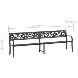 vidaXL Twin Patio Bench 96.9" Black Steel-7