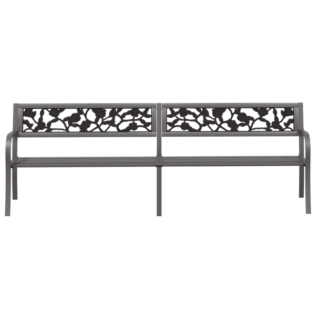 vidaXL Twin Patio Bench 96.9" Gray Steel-1