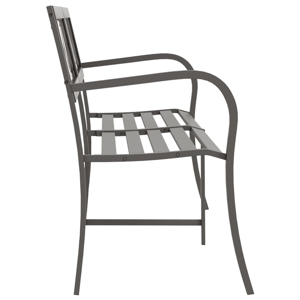 vidaXL Twin Patio Bench 96.9" Gray Steel-2