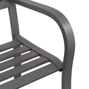 vidaXL Twin Patio Bench 96.9" Gray Steel-4