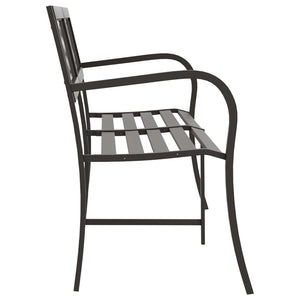 vidaXL Twin Patio Bench 96.9" Black Steel-2