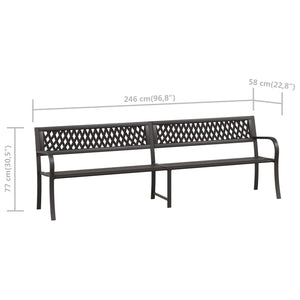 vidaXL Twin Patio Bench 96.9" Black Steel-6