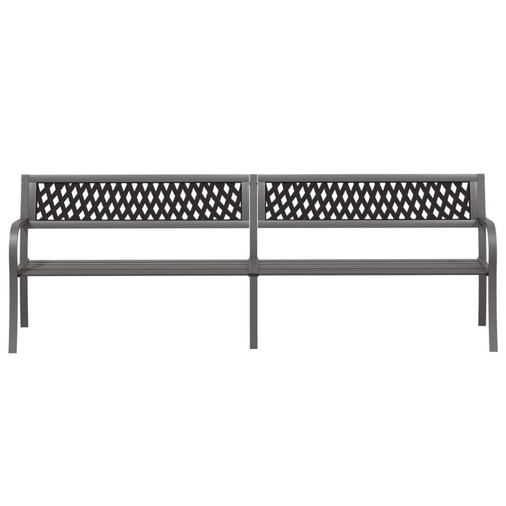 vidaXL Twin Patio Bench 96.9" Gray Steel-1