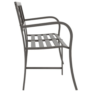 vidaXL Twin Patio Bench 96.9" Gray Steel-2