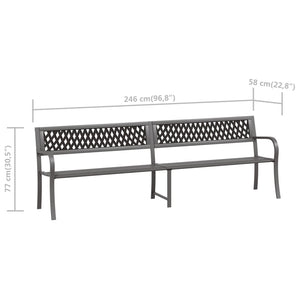 vidaXL Twin Patio Bench 96.9" Gray Steel-6