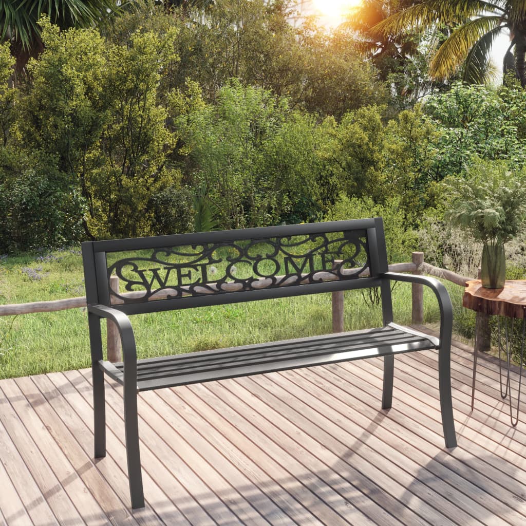 vidaXL Patio Bench 49.2" Steel Black-0