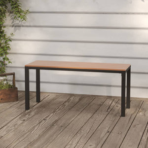 vidaXL Outdoor Patio Bench Garden Park Bench with Steel Frame Steel and WPC-7