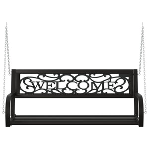 vidaXL Patio Swing Bench 49.2" Steel and Plastic Black-4