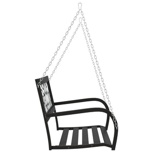 vidaXL Patio Swing Bench 49.2" Steel and Plastic Black-5