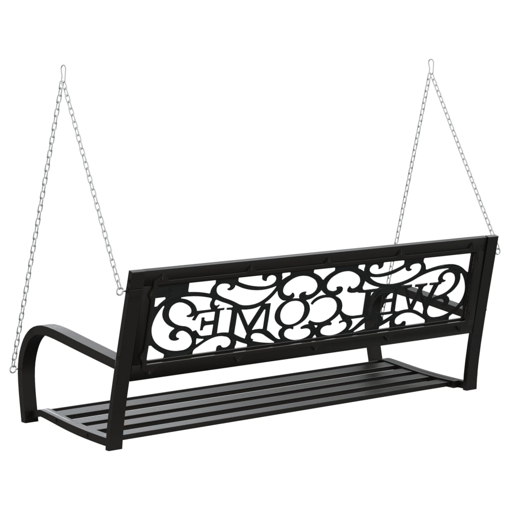 vidaXL Patio Swing Bench 49.2" Steel and Plastic Black-6