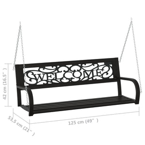 vidaXL Patio Swing Bench 49.2" Steel and Plastic Black-8