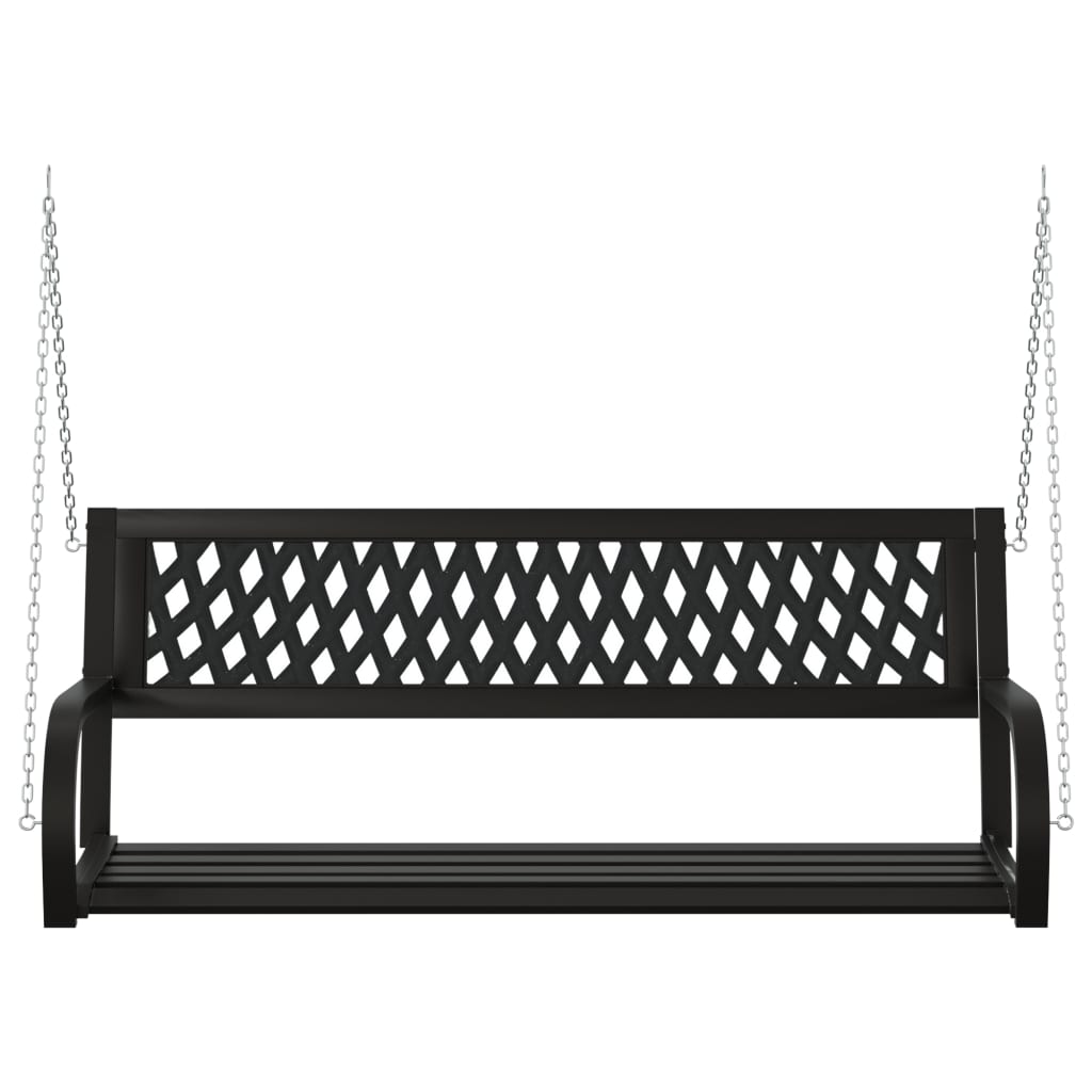 vidaXL Patio Swing Bench 49.2" Steel and Plastic Black-4